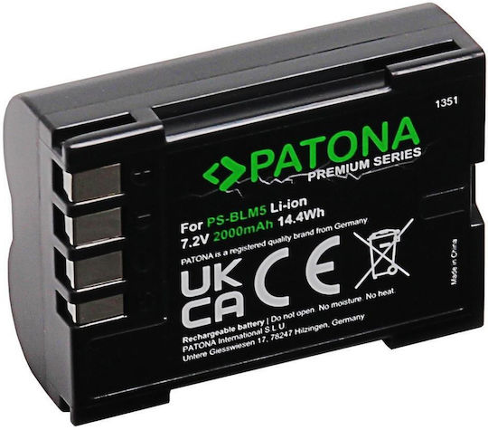 Patona Батерия за фотоапарат Blm1 Blm5 E1 E3 E5 E300 E330 E500 E510 E520 C-8080 C-7070 1351 2000mAh Съвместима с Olympus