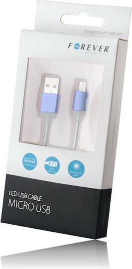 Flat / LED USB 2.0 to micro USB Cable Μπλε 80-0553 1τμχ