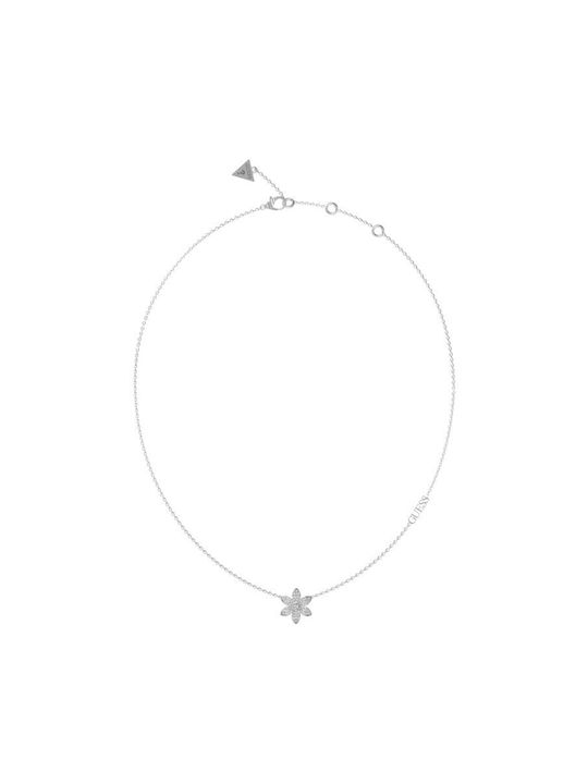 Guess Halskette mit Design Blume aus Stahl mit Zirkonia