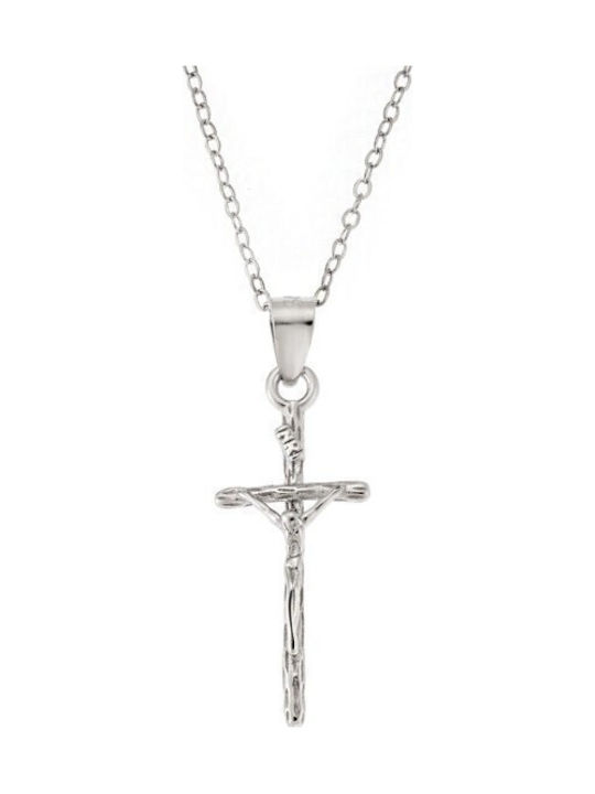 Senza Damen Kreuz mit dem Gekreuzigten aus Vergoldetem Silber mit Kette