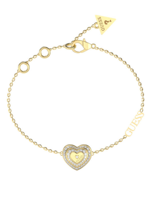 Guess Bracelet with design Heart made of Steel Gold Plated