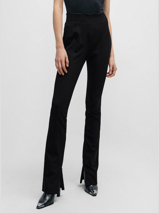 Hugo Boss Women's High-waisted Fabric Trousers in Slim Fit Black