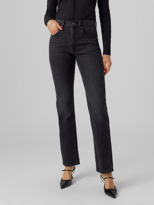 Vero Moda High Waist Women's Jean Trousers in Straight Line Black