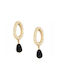 Gold plated grained earrings with stone