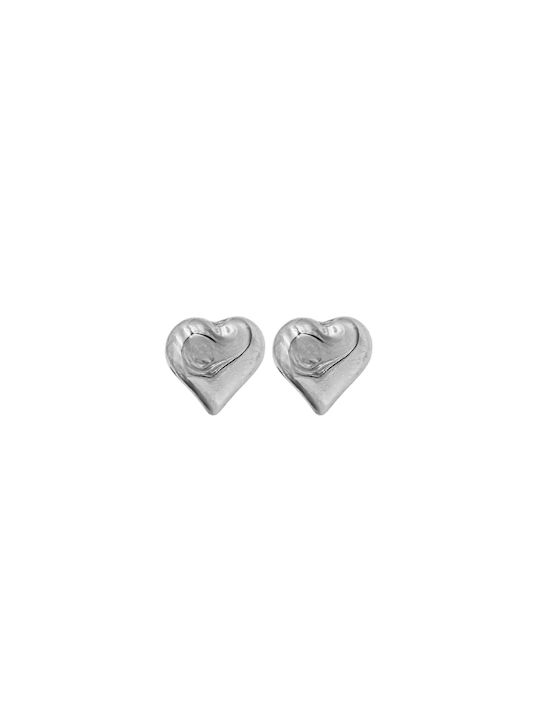 Stud Earrings Hearts Silver