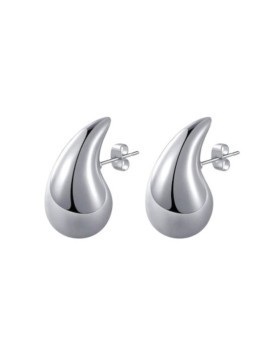 Women's earrings Chunky Drops 31mm steel 316L silver bode 02678