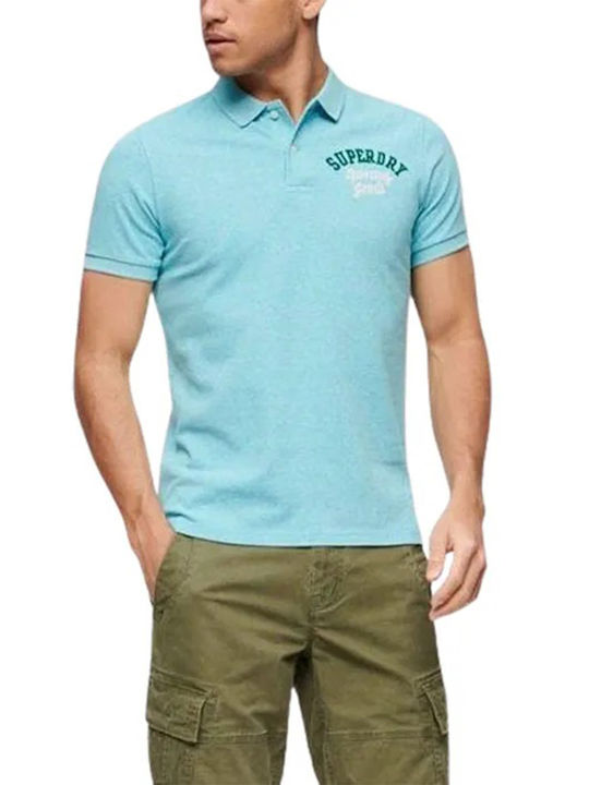 Superdry Herren Kurzarmshirt Polo Hellblau