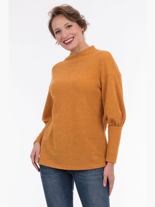 BelleFille Damen Langarm Pullover Gelb