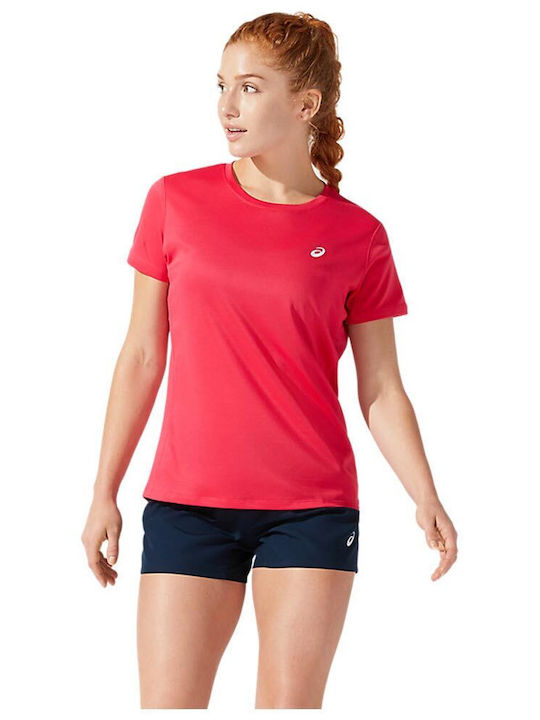 ASICS Women's Athletic Blouse Short Sleeve Fuchsia