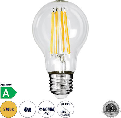 GloboStar Λάμπα LED για Ντουί E27 και Σχήμα A60 Θερμό Λευκό 840lm Dimmable