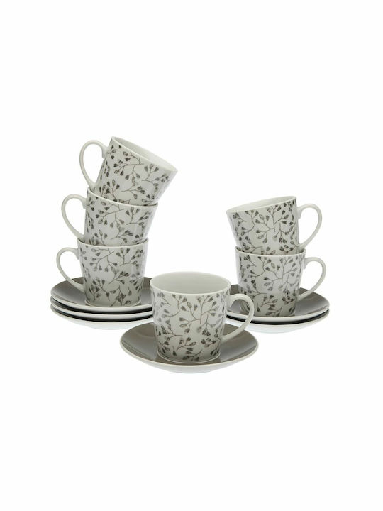 Porcelain Coffee Cup Set White 12pcs