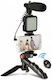 Live Streaming Set Selfie Stick Τρίποδο Κινητού Bluetooth με Φωτισμό Μαύρο