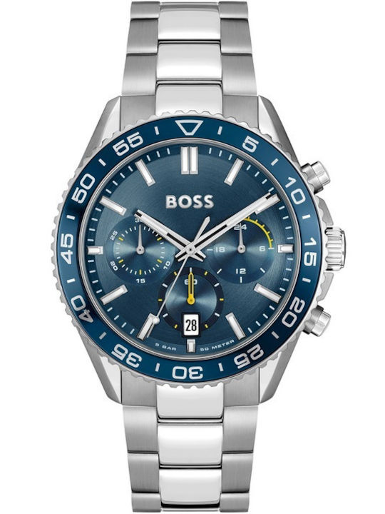 Boss Sport Ανδρικό Ρολόι 43mm Χρονογράφος Μπαταρίας με Μπλε Μεταλλικό Μπρασελέ