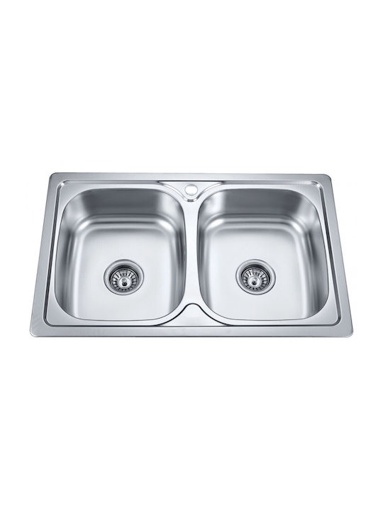 Inter Ceramic Ick 8050 S Ένθετος Νεροχύτης από Συνθετικό Γρανίτη Μ80xΠ50cm Ασημί