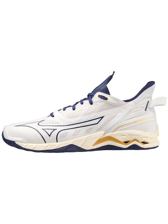 Mizuno Mirage 5 Ανδρικά Αθλητικά Παπούτσια Handball White / Blue Ribbon / Mp Gold