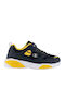 Wave Kids Sneakers with Hoop & Loop Closure and Lights Navy Blue