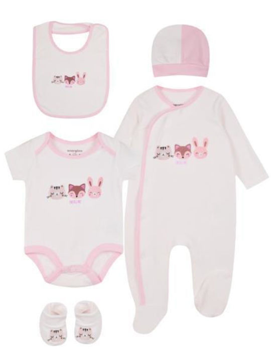 Energiers Baby Bodysuit Set Long-Sleeved ecru 5pcs