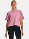 Under Armour Logo Γυναικείο Αθλητικό T-shirt Πουά Pink Elixir