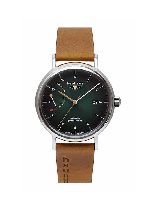 Bauhaus Watch Automatic with Brown Leather Strap