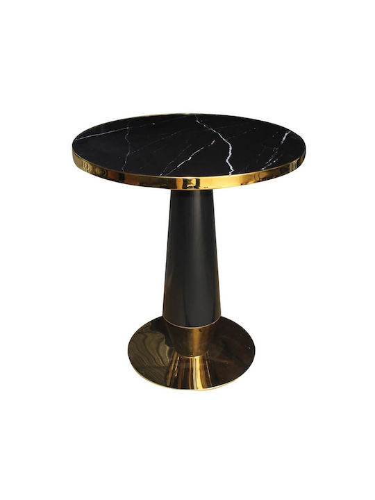 Table with Stone Surface Black-gold 70x70x73cm