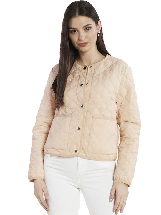 Hugo Boss Women's Short Puffer Jacket for Winter Powder Pink
