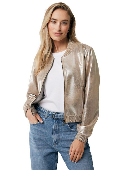 Mexx Women's Short Bomber Jacket for Winter Taupe