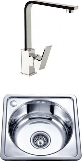 Inter Ceramic Alpaca ICSETICF71085497313ICK4040P Drop-In Spüle Inox B40xT40cm Silber