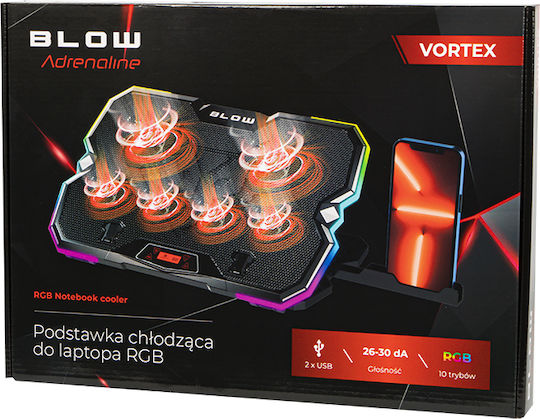 Blow Βάση Στήριξης για Laptop με 5 Ανεμιστήρες και Φωτισμό (66-366)