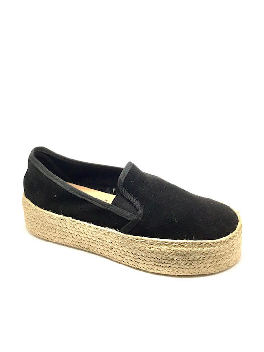 Ace Platforme 8-15 Ase Shoes Negru Espadrile Dama Din Piele Negre