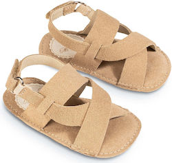 Babywalker Beige Baptism Fabric Sandals