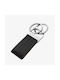 Silver Flame Keychain Leather Black