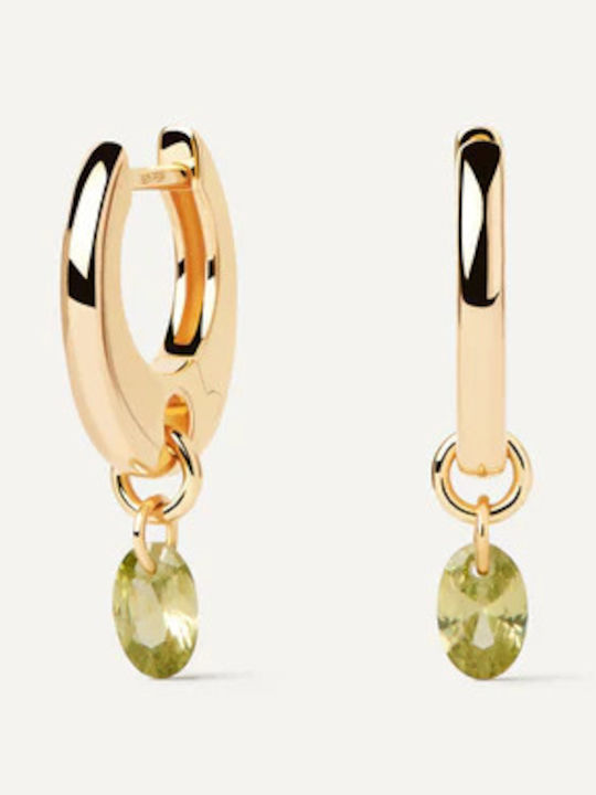 P D Paola Earrings Hoops made of Silver Gold Plated with Stones