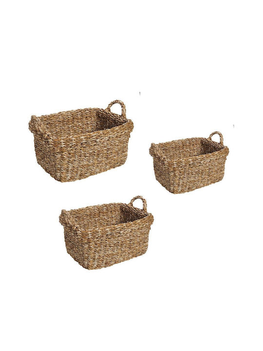 Set of Decorative Baskets Straw with Handles 2pcs Espiel