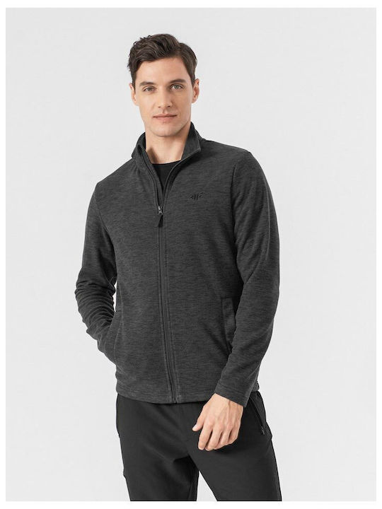 4F Men's Fleece Cardigan with Zipper Black