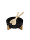 Espiel Wooden Salad Bowl with Salad Spoons Black 26.7x26.7x9.8cm 6pcs