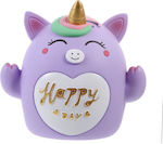 Unicorn Children's Money Box Purple 18x19cm