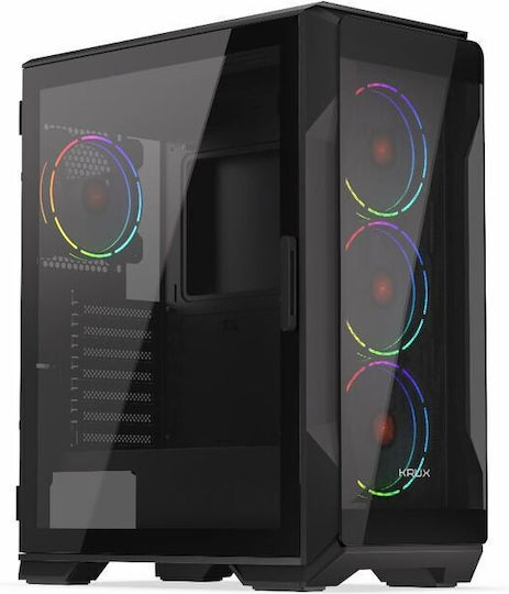 Krux KRXD001 Gaming Middle Tower Carcasă Calculator cu Iluminare RGB Negru
