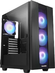 Chieftec Hunter 2 Gaming Midi Tower Κουτί Υπολογιστή με Πλαϊνό Παράθυρο και RGB Φωτισμό Μαύρο