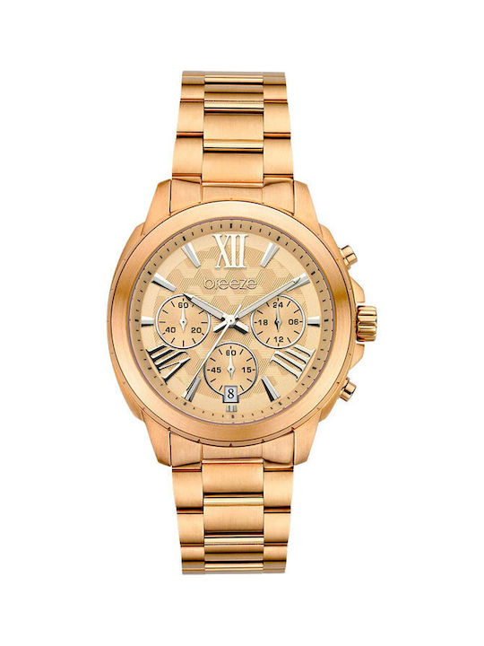 Breeze Watch Chronograph with Pink Gold Metal Bracelet