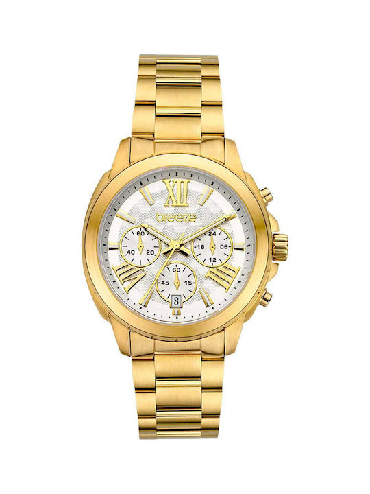 Breeze Uhr Chronograph mit Gold Metallarmband