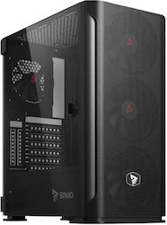 Savio SHADOW X2 Gaming Midi Tower Κουτί Υπολογιστή με Πλαϊνό Παράθυρο Μαύρο