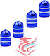 Set Car Tire Valve Caps Blue 4pcs