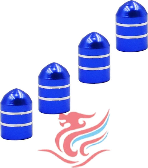 Set Car Tire Valve Caps Blue 4pcs