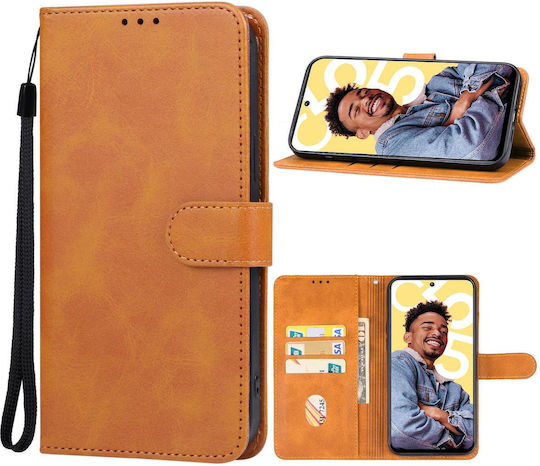 Wallet Piele / Piele artificială / Silicon Maro (Realme C55)
