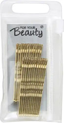 For Your Beauty Set Clame De Păr Pentru Copii Cu Pensetă În Culoare Aurie 24 Bucăți