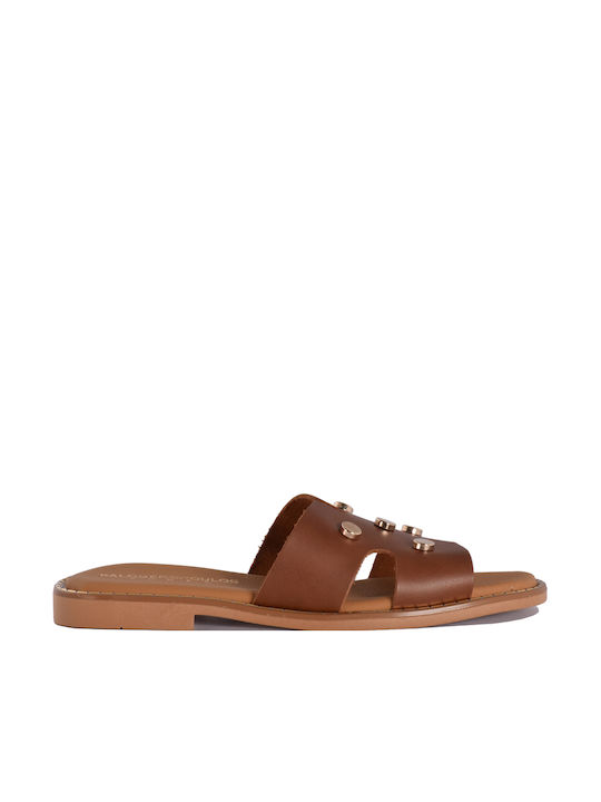 Women's Flat Sandals in Tabac Brown Color