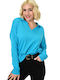 Potre Women's Blouse Long Sleeve Light Blue