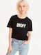 DKNY Women's Blouse Cotton Short Sleeve Black