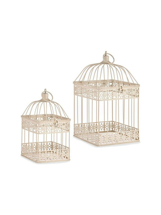 Metallic Lanterns Set Beige 18x35.5x18cm 2pcs