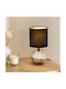 Atmosphera Timeo Ceramic Table Lamp for E14 Fitting with Black Shade and Silver Base